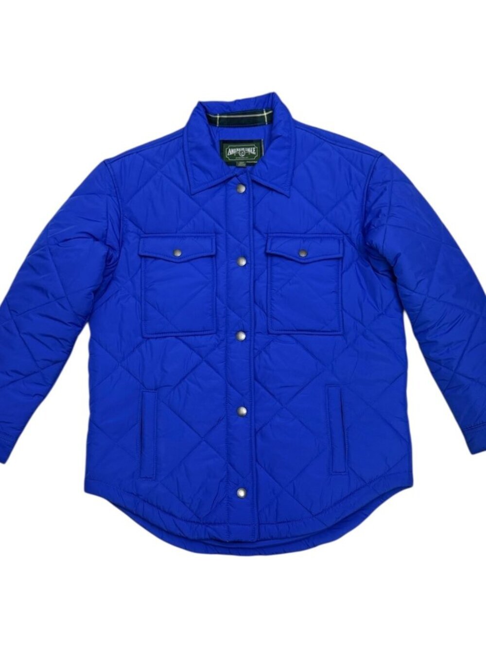AMERICAN EAGLE Jacket Quilted Vibrant Blue Designer Puffer Parka Womens Small